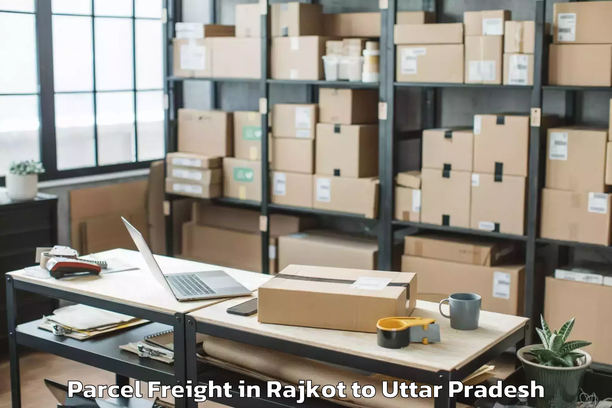 Affordable Rajkot to Jasrana Parcel Freight